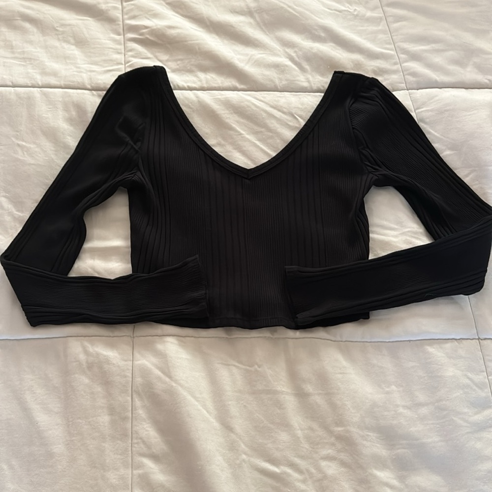 Arizona Jean Company Long Sleeve Black Ribbed Crop Top Size XS